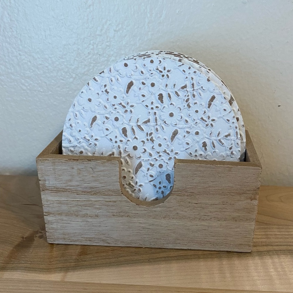 Set of 6 coasters + stand